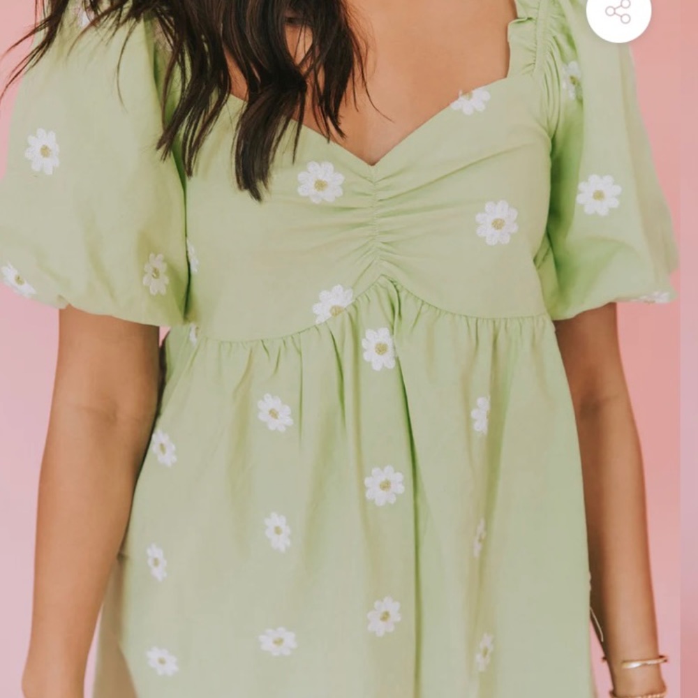Tea Green En Merci Puffed Shoulders mini dress, Size: L